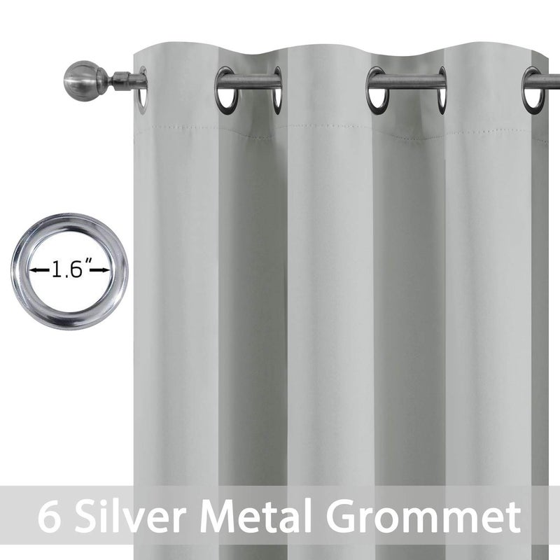 Yakamok Light Gray Blackout Curtains Light Blocking Thermal Insulated Window Panels,Solid Grommet Top Drapes for Bedroom(38x45 Inch, Light Grey, 2 Panels) - Image 3